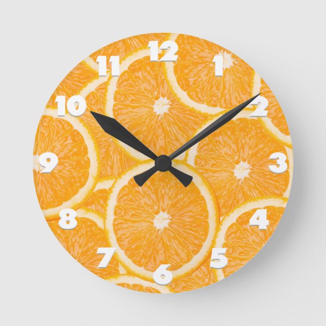 Orangen-Wanduhr Runde Wanduhr (Vorderseite)
