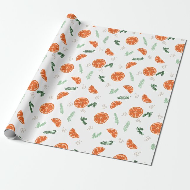 Orangen - Weihnachts-Weihnachtswrapping Papier Geschenkpapier (Ungerollt)