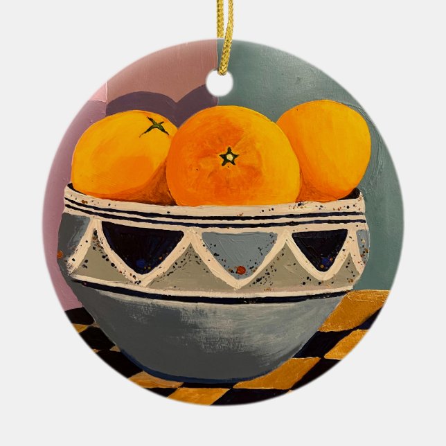 Orangen Weihnachtsbaumdekoration Keramik Ornament (Vorne)
