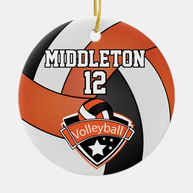 Orangen-, Weiß- und Schwarzwalball Keramik Ornament (Vorne)