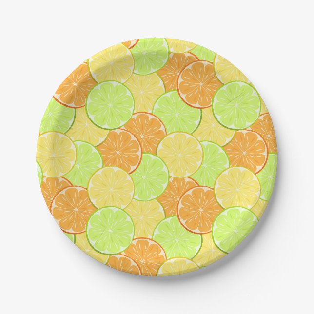 Orangen Zitronen Limon Früchte Zitrusfrüchte Natur Pappteller (Vorderseite)