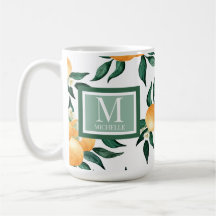 Orangen-Zitrus-Aquarell-Monogramm-Name