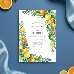Orangen-Zitrus-Blüten-Romantik-Hochzeit Einladung