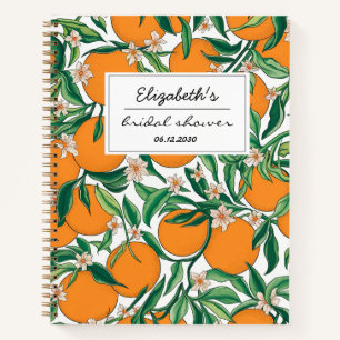 Orangen Zitrusfrucht Florales Muster  Brautparty Notizbuch