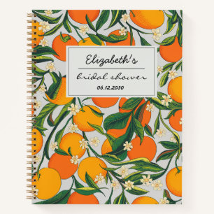 Orangen Zitrusfrüchte Blumenmuster Brautparty Notizbuch