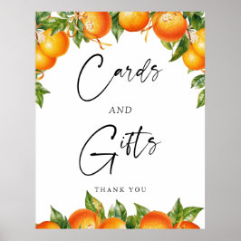 Orangen Zitrusfrüchte Karten und Zeichen für Gesch Poster