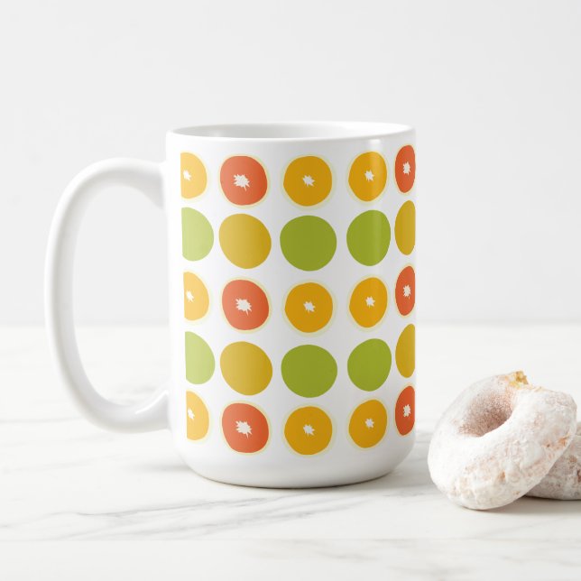 Orangen Zitrusfrüchte Lebensmittelmuster Kaffeetasse (Mit Donut)