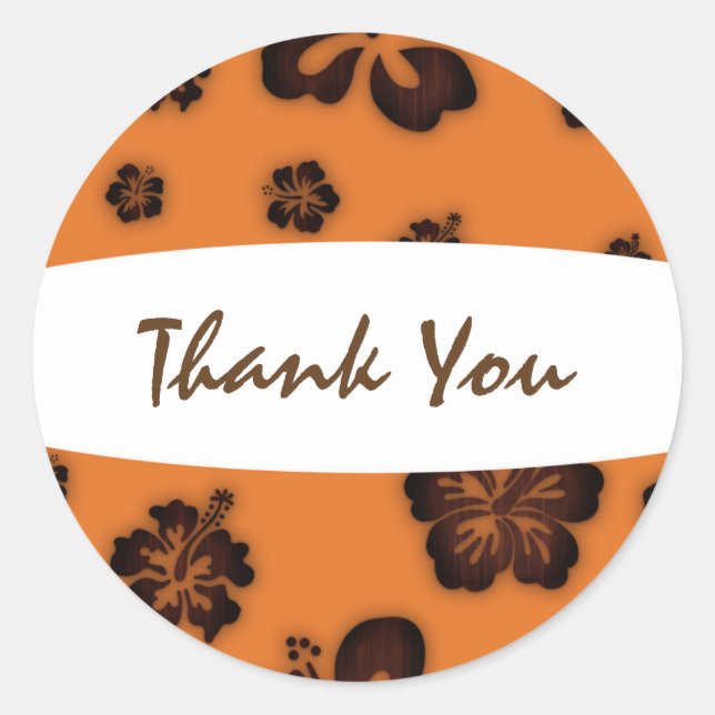 Orangenaufkleber und Blume aus Holz und Retro Runder Aufkleber (Vorderseite)