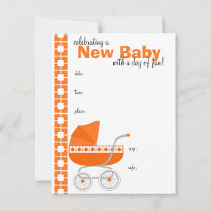 Orangenbaby-Buggy Einladung