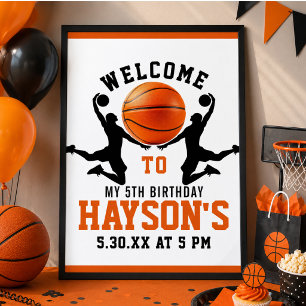 Orangenbasketball Boy 5. Geburtstagsparty Poster