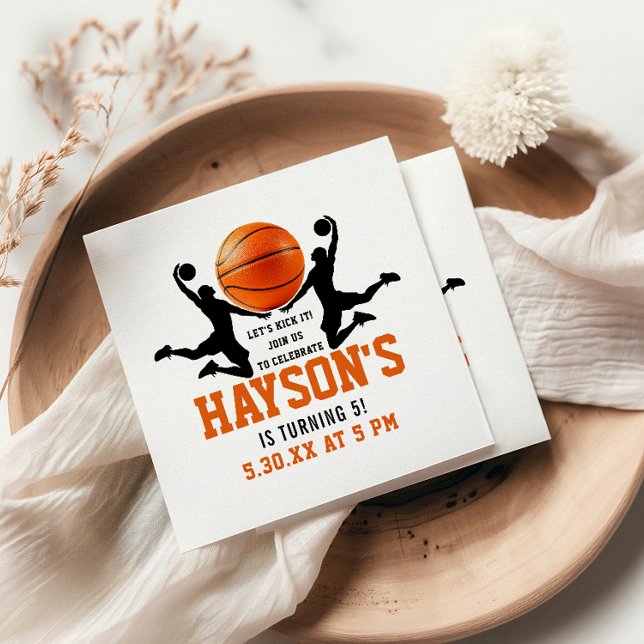 Orangenbasketball Boy 5. Geburtstagsparty Serviette (Von Creator hochgeladen)