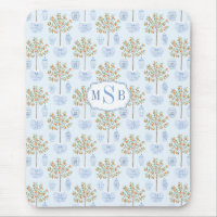 Orangenbaum der eleganten Monogramm-China Blau und