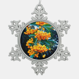 Orangenbeeren Schneeflocken Zinn-Ornament