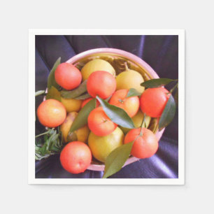 Orangenbild der Obstschale Serviette