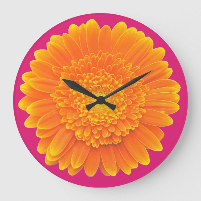 Orangenblätter Große Wanduhr (Vorderseite)