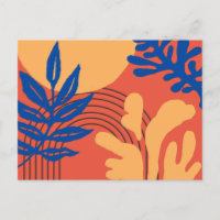 Orangenblau Gelb Abstrakte botanische Formen