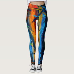 Orangenblaue Abstrakte Malerei Leggings