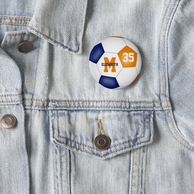 Orangenblaue Mädchen Jungs Fußballmannschaft Farbe Button (Beispiel)