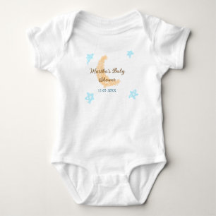 Orangenblaue Sterne Glitzer Babydusche Funkeln Baby Strampler