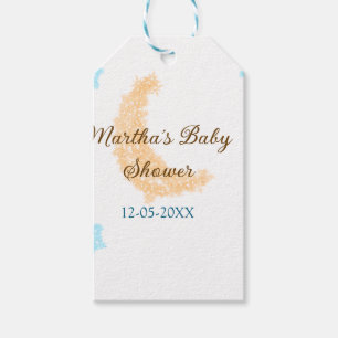Orangenblaue Sterne Glitzer Babydusche Funkeln Geschenkanhänger