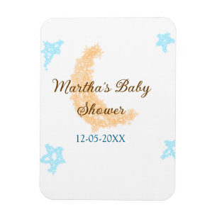 Orangenblaue Sterne Glitzer Babydusche Funkeln Magnet
