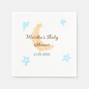Orangenblaue Sterne Glitzer Babydusche Funkeln Serviette