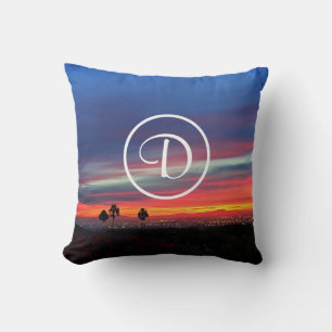 Orangenblauer Sonnenuntergang KüstenFoto kundenspe Kissen