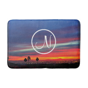 Orangenblaues Sonnenuntergang Foto, kundenspezifis Badematte
