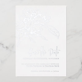 Orangenblüte Foto Hochzeit speichern Sie das Datum Folieneinladung