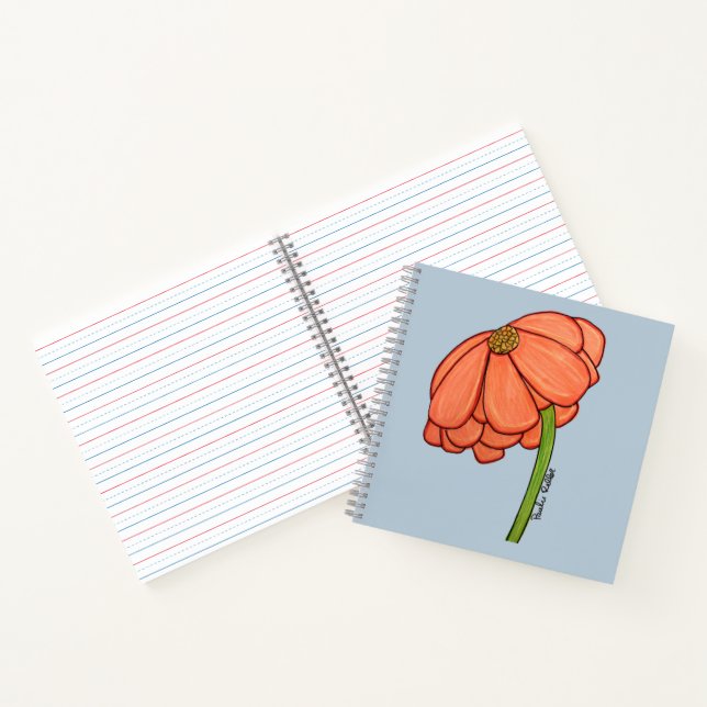 Orangenblüte mit blauem Hintergrund Notizbuch (Innenseite)