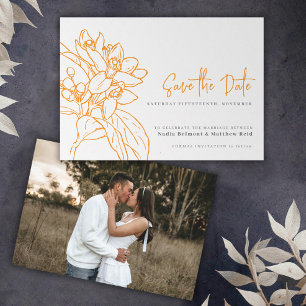 Orangenblüte Mono-Foto Hochzeit speichern Sie das  Save The Date