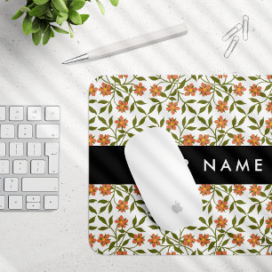 Orangenblüten, Blumenmuster, Boho, Ihr Name Mousepad