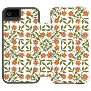 Orangenblüten, Blumenmuster, Grünpflanzen, Boho Incipio Watson™ iPhone 5 Geldbörsen Hülle