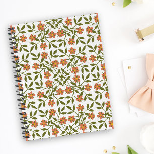 Orangenblüten, Blumenmuster, Grünpflanzen, Boho Planer