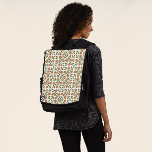 Orangenblüten, Blumenmuster, Grünpflanzen, Boho Rucksack