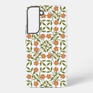 Orangenblüten, Blumenmuster, Grünpflanzen, Boho Samsung Galaxy Hülle