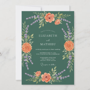 Orangenblüten-Botanischer Bogen zur Hochzeit Einladung
