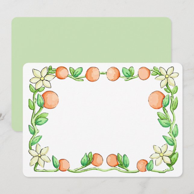 Orangenblüten Dankeskarte (Vorne/Hinten)