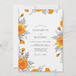 Orangenblüten-Launen Hochzeit Einladung