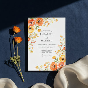 Orangenblüten-Malerische Romanze-Hochzeit Einladung