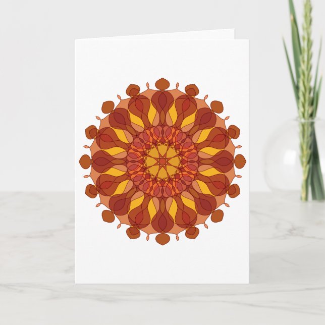 Orangenblüten-Mandala Karte (Vorderseite)