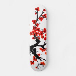 Orangenblüten-Wasserfarben-Skateboard Skateboard