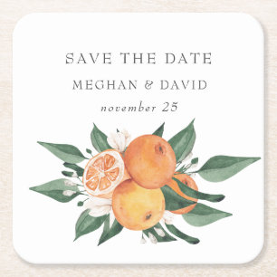 Orangenblüten-Zitrus-Botanische Hochzeit Rechteckiger Pappuntersetzer