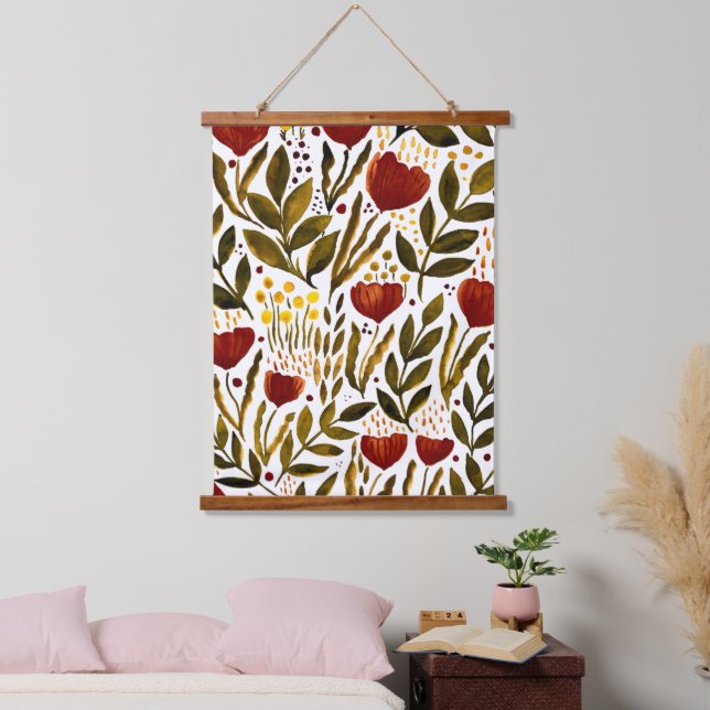 Orangenblütendarstellung Wandteppich Mit Holzrahmen (Schlafzimmer)