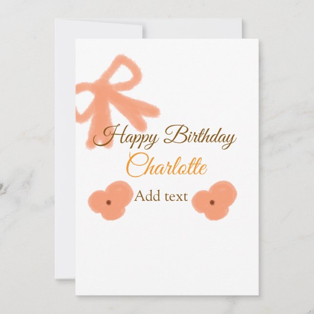 Orangenbogen Blume Pasta Aquarellfarbe Geburtsname Einladung (Vorderseite)