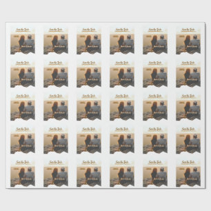 Orangenboho Save the Date Name des modernen Fotos Geschenkpapier