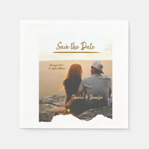Orangenboho Save the Date Name des modernen Fotos Serviette