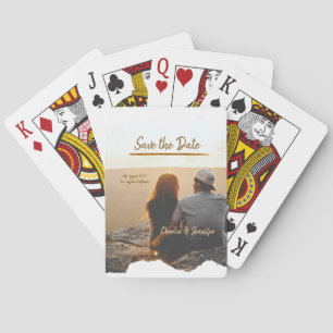 Orangenboho Save the Date Name des modernen Fotos Spielkarten