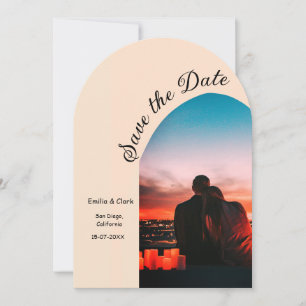 Orangenboho Save the Date QR Modernes Foto Einladung