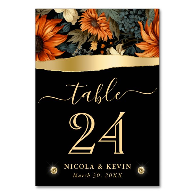 Orangenbraun-Herbstlaube Hochzeit Tischnummer (Vorderseite)